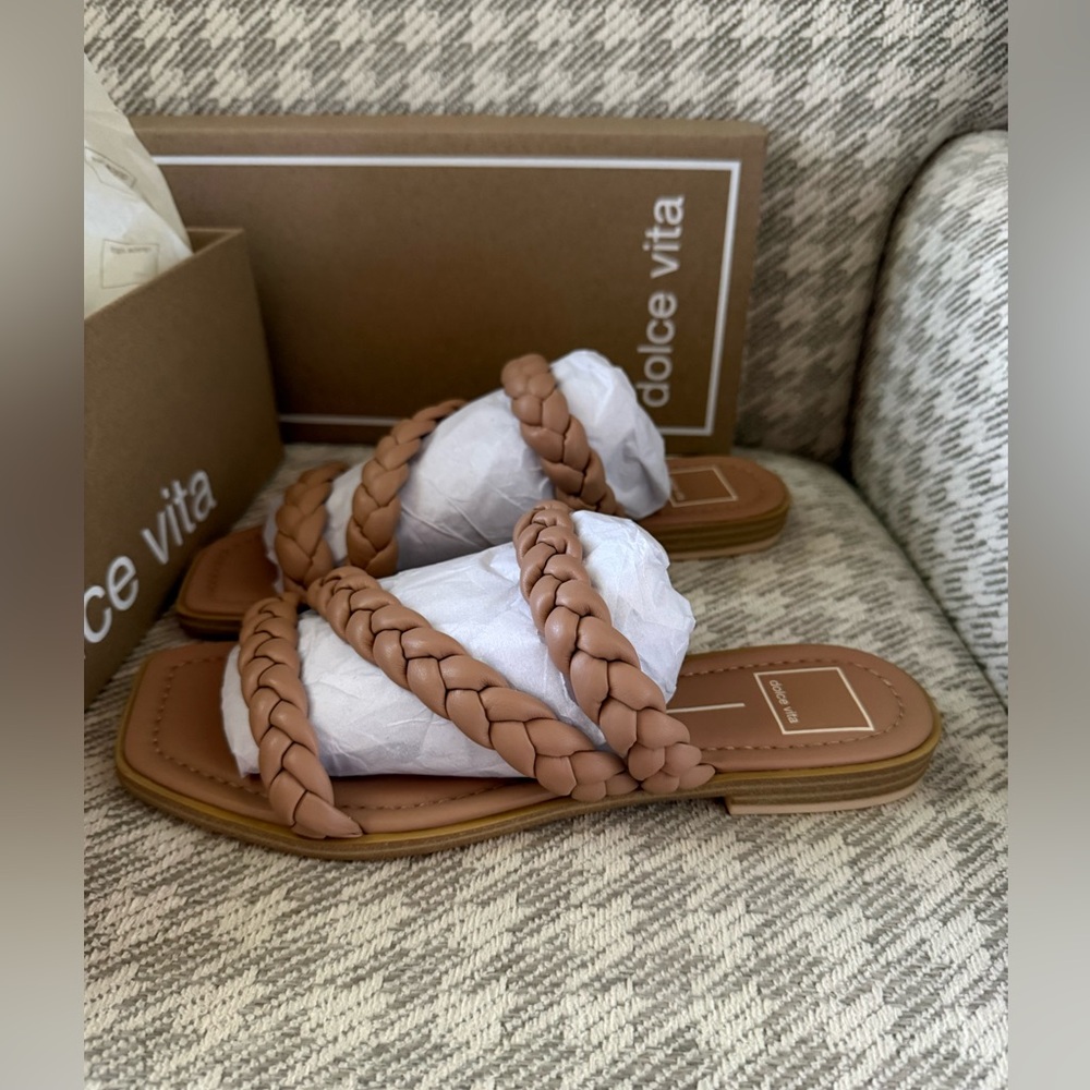 Dolce Vita Braided Slide Sandals - Brown